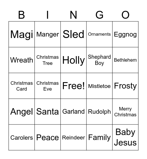 CHRISTMAS BINGO BLAST Bingo Card