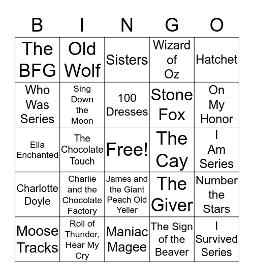 Novel Bingo Card