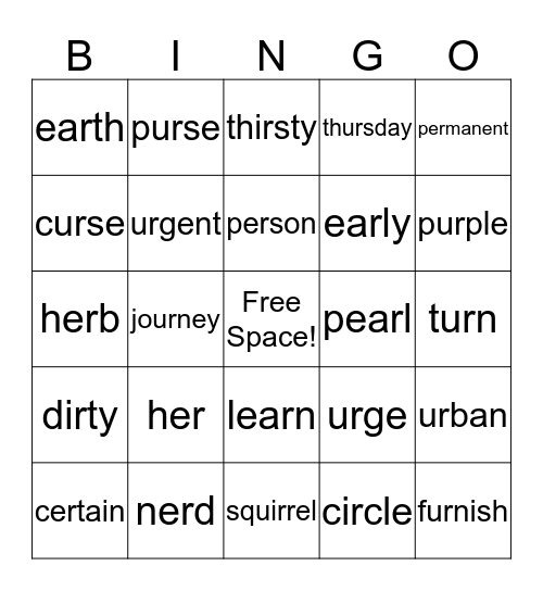 Stressed 'ER' Bingo Card