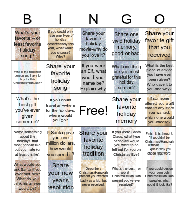 SPEECH Holiday Bingo Card