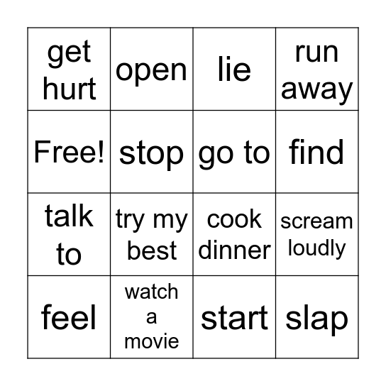 Past simple Bingo Card