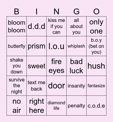 ira's fave tbz songs Bingo Card