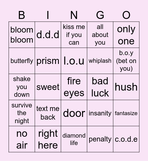 ira's fave tbz songs Bingo Card