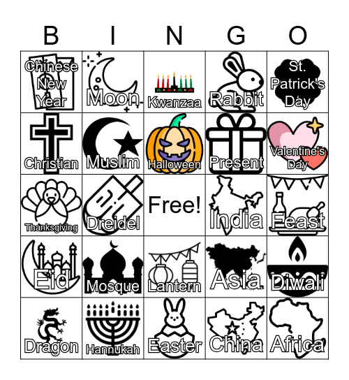 World Festivals and Celebrations Bingo Card