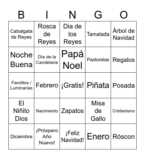 Navidad en México Bingo Card