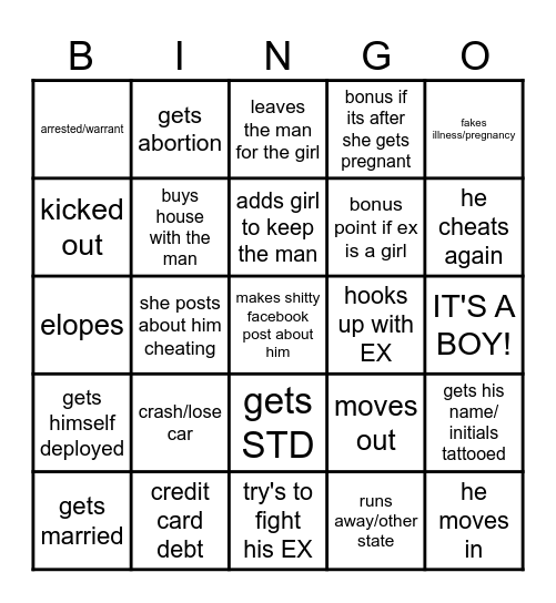 Emma's very bad no good messy bummer 2024 Bingo Card