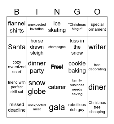 Hallmark Christmas Movie Bingo Card