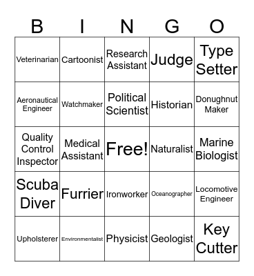 Career Bingo Card