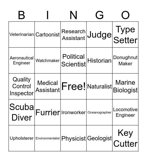 Career Bingo Card