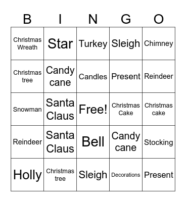Christmas Bingo EB Bingo Card