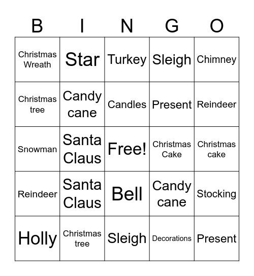 Christmas Bingo EB Bingo Card