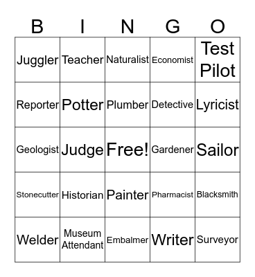Career Bingo Card