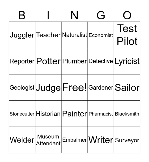 Career Bingo Card