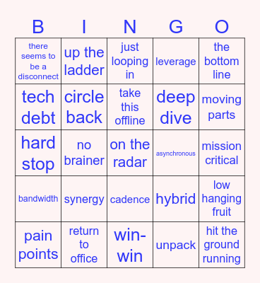 Corporate Buzzword 2023 Edition Bingo Card