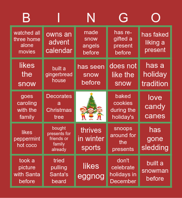 Virtual Holiday Bingo Card