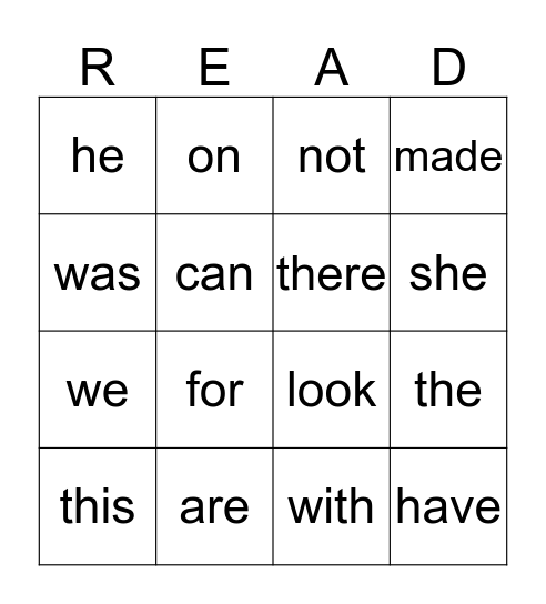 Sight Words 2 Bingo Card