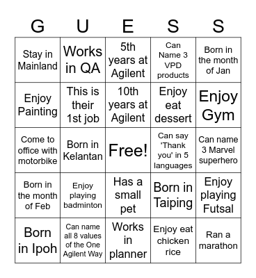 Ice Breaking Bingo Card