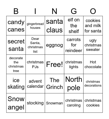 christmas bingo 5th grade Bingo Card