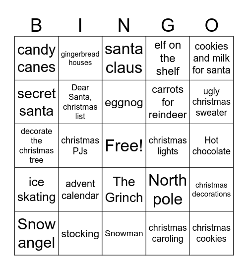 christmas bingo 5th grade Bingo Card