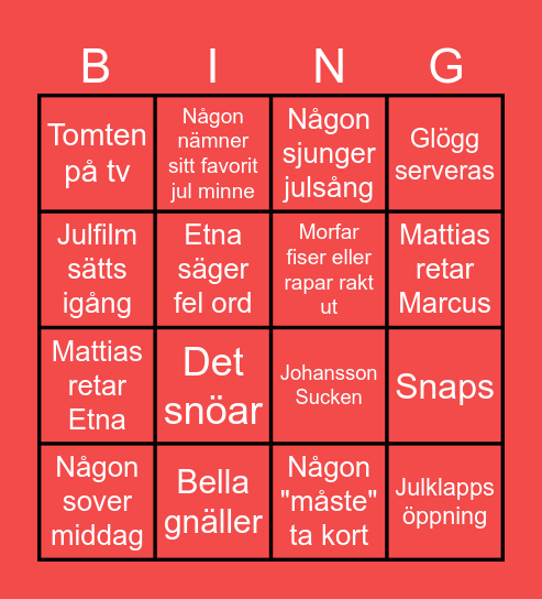 Julbingo Card