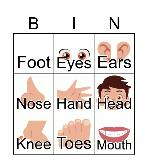 Body Parts Bingo Card