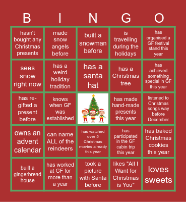Grønn Framtid Christmas Bingo Card