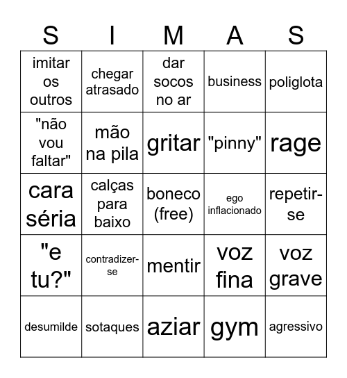 SIMAS BINGO Card