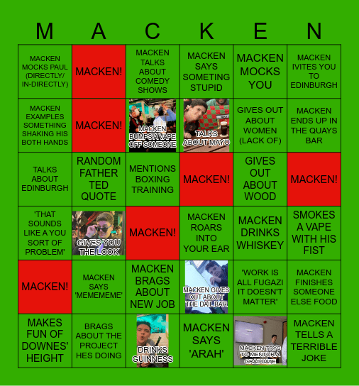 MACKEN BINGO Card