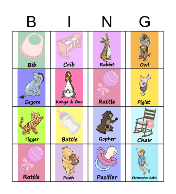 Baby Shower Binog Bingo Card