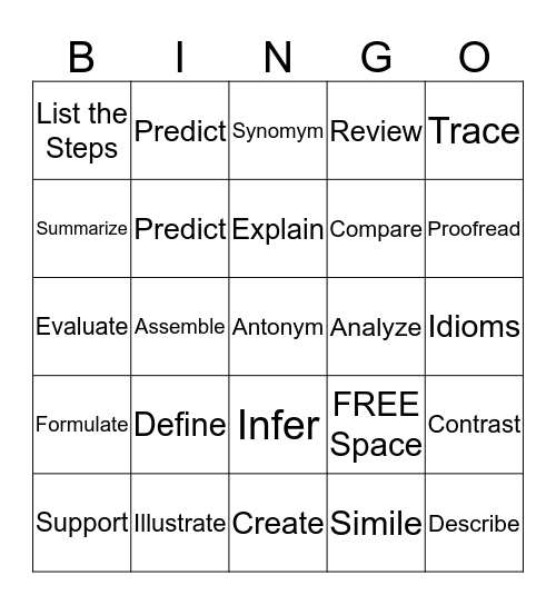 MAP Bingo Card