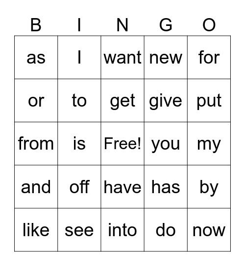 Red Words Bingo Card