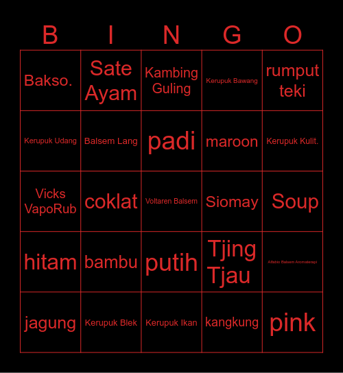 j Bingo Card