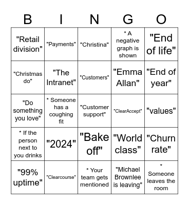 Christmas Wine Down Bingo Card