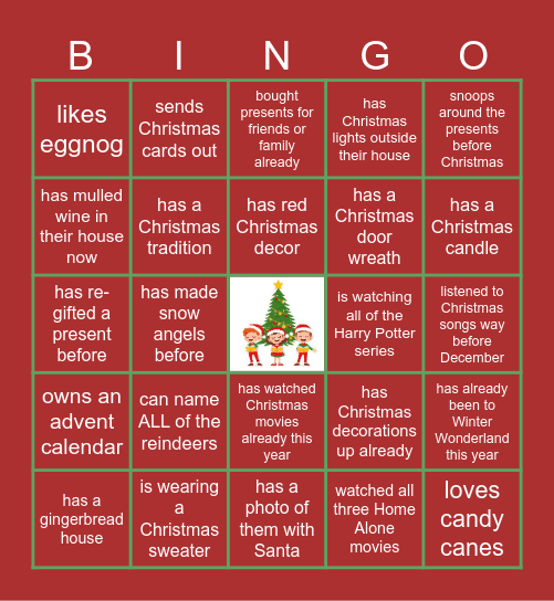 People Team Christmas Bingo Card