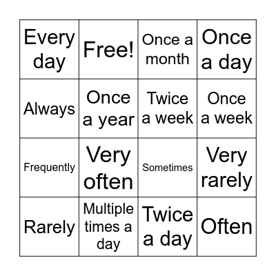 How often do you.... Bingo Card
