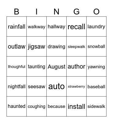 Complex Vowel /ŏ/ Bingo Card