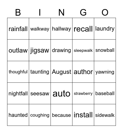 Complex Vowel /ŏ/ Bingo Card