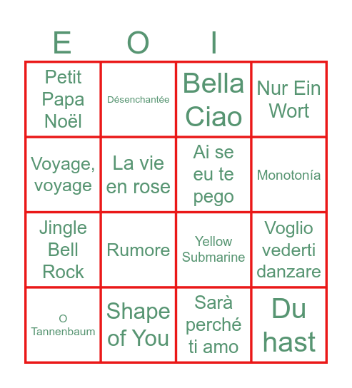 FESTIVAL EOI 2023 Bingo Card