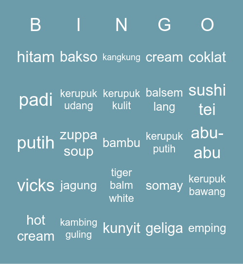 KARINA Bingo Card