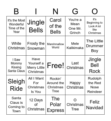 Christmas Bingo Card