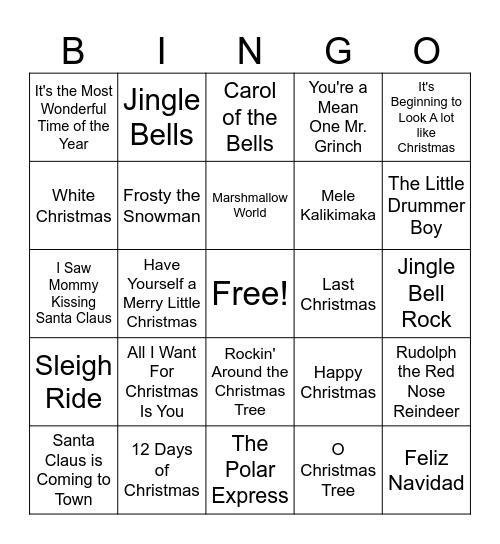Christmas Bingo Card
