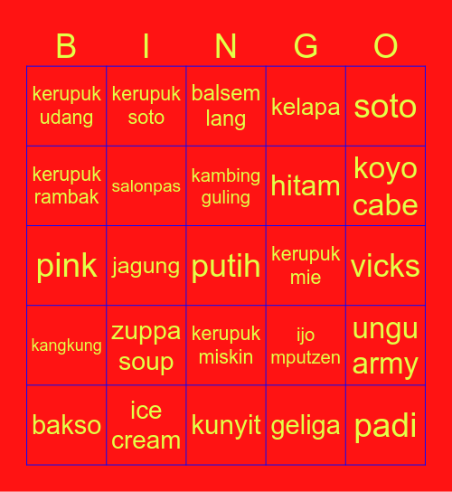 Nangni Bingo Card