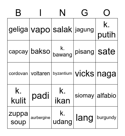 Tat's Bingo Card