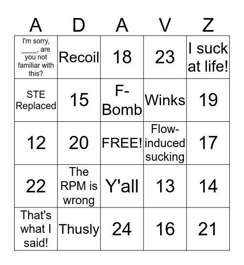 ADA ORAL BOARD BINGO Card