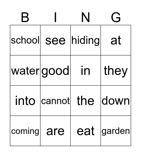 The School Garden Bingo Card