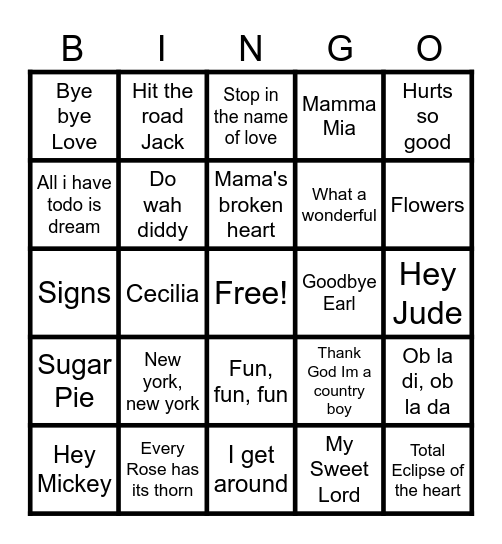 More SING-A-LONGS AND LETS HEAR  YOU Bingo Card