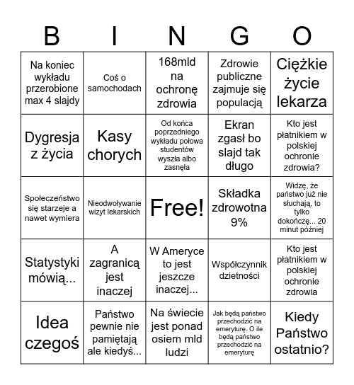 Zdrowie Publiczne v2 Bingo Card