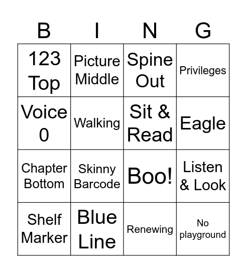 Library Bingo Card