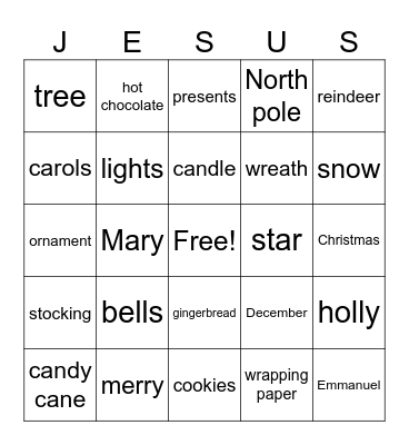Christmas Bingo Card