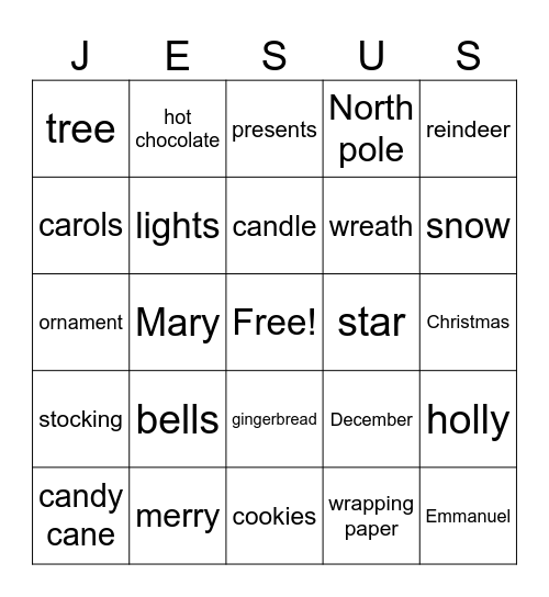 Christmas Bingo Card